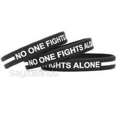 No One Fights Alone Wristband with Thin WHITE Line – Wholesale Bracelet Bands