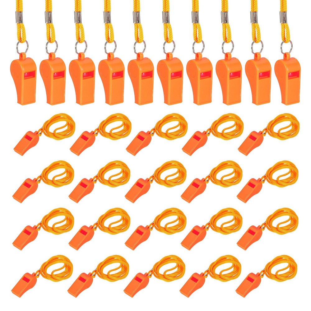 Plastic Whistles with Lanyard, 36 Pcs&Orange-Fitting for (Coaches/Referee)