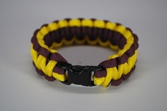 550 Paracord Survival Bracelet Cobra Burgundy/Yellow «Made in the USA»