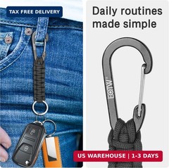 Paracord Keychain Carabiner Key Chain Lanyard Braided with Aluminum Clip D
