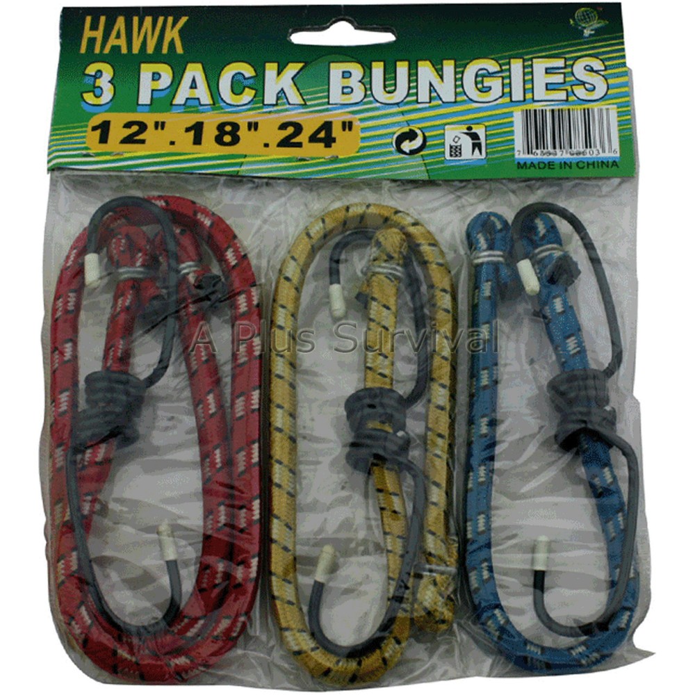 Pack of 3 Bungee Cords 12″ 18″ 24″ Emergency Camping Survival Auto Car Kits