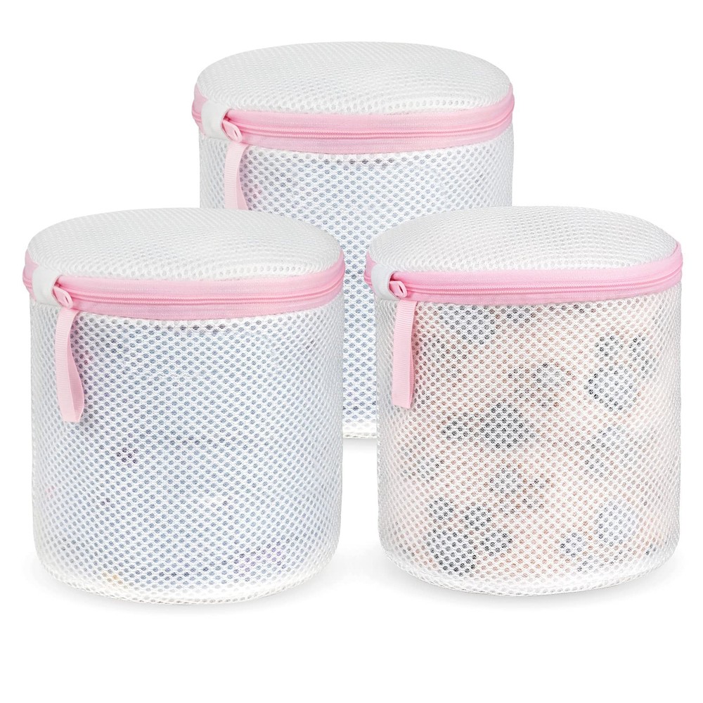 Ainiv Mesh Laundry Bags, 3PCS Bra Bags with Zips, #4 3PCS-Pink