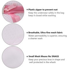 Ainiv Mesh Laundry Bags, 3PCS Bra Bags with Zips, #4 3PCS-Pink