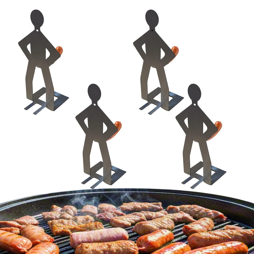 natalieenati 4 PCS Funny BBQ Stand Man Hot Dog HolderReusable Stainless Steel…