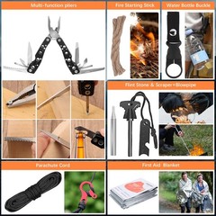 80 in 1 Outdoor Emergency Survival Kit, Multi-Purpose Survival Gear with First H…