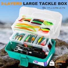 TCMBY 3 Layers Tackle Box with 11.0 x 5.5 x 5.1 inches, Green
