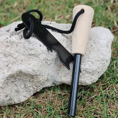 New outdoor flint survival fire rod camping convenient emergency round wooden ha