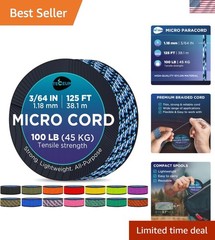 Micro Paracord – 1.18 mm X 125 ft – Micro Utility Cord – Thin Braided Paracor…