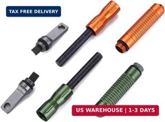 2PCS Compact Fire Starter with Scraper Striker, Replaceable Threaded Ferro Rod F