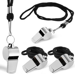 Guirnd Coach Whistle 4P, Stainless Steel Coaches Whistle with Lanyard, Loud