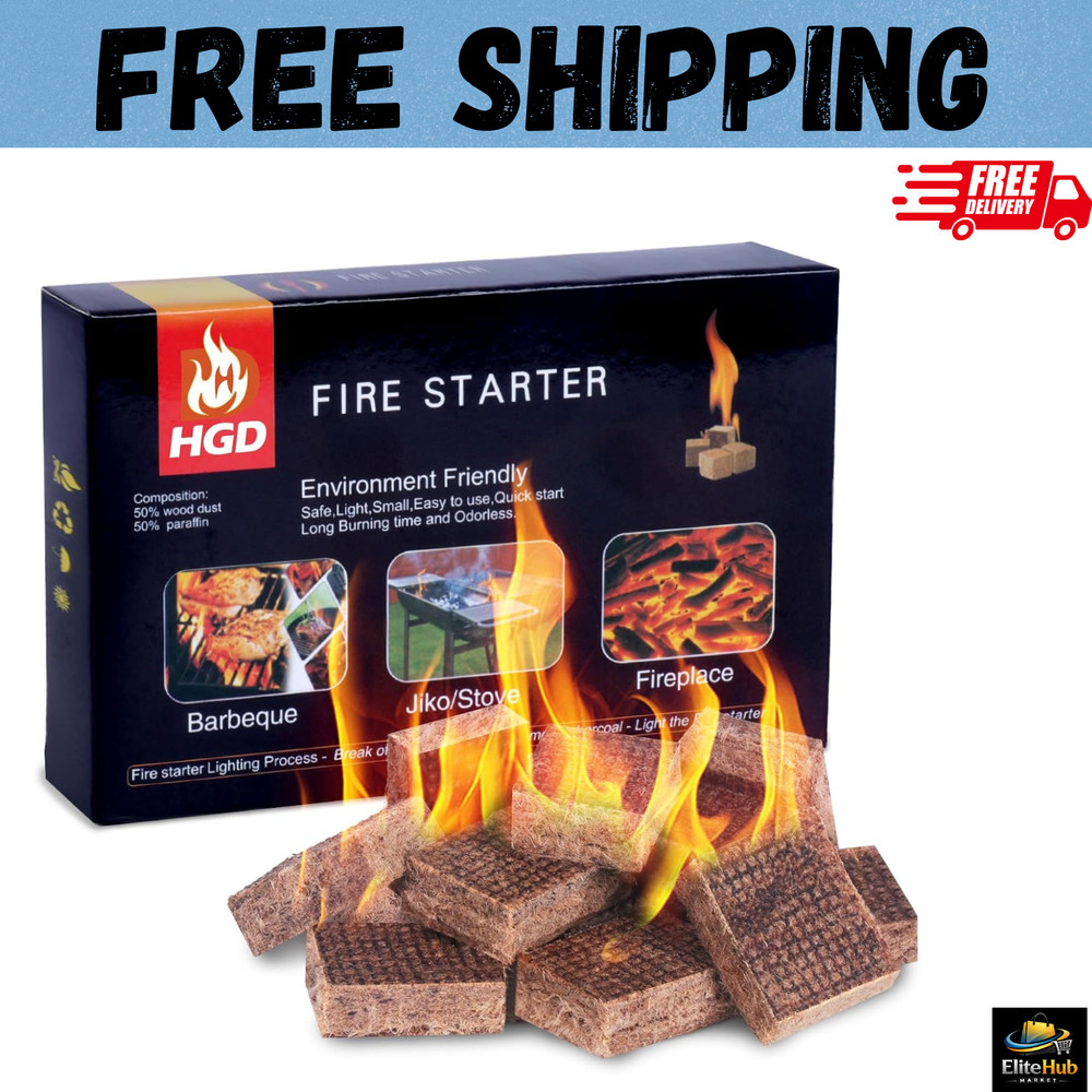 Fire Starter Squares 64, Odorless Fire Starters for Fireplace, Camping