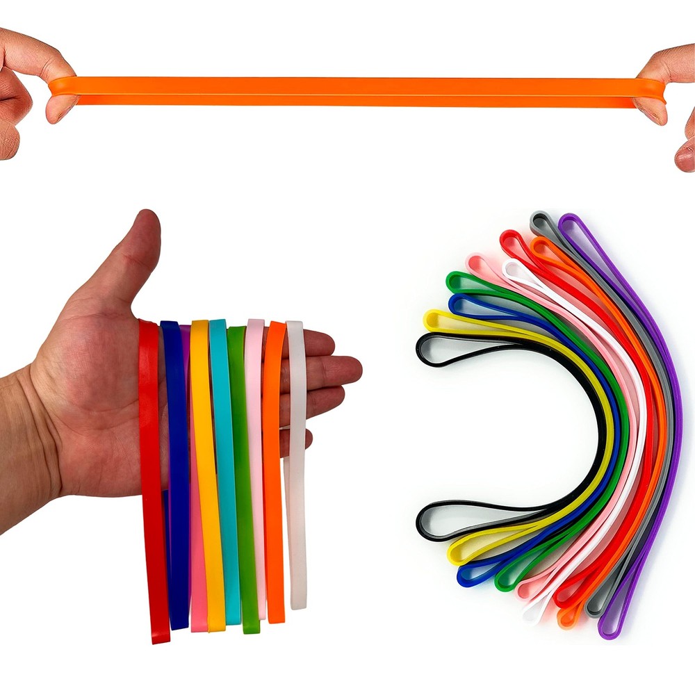 Large Rubber Bands Heavy Duty – Thick Wide Strong Extra 10-Pack, Multicolor