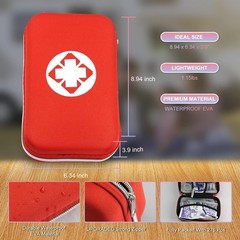 276PCS First Aid Kit Home Car Camping Hiking Emergency Supplies Regular, Red