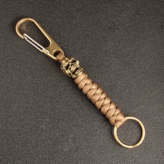 2pc Brass Spring Snap Clip with Paracord Survival Lanylard Skull Bead Keyring