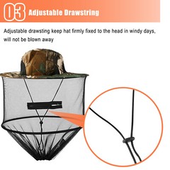 1/2PCS Anti-Mosquito Bug Bee Insect Head Net Hat Cap Sun Protection for Outdoor