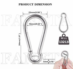 2 inch Flag Pole Clip M5 Spring Snap Hooks 304 Stainless Steel Carabiner Clip…