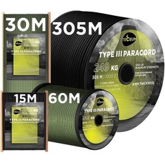 Paracord Type III 550 Black Black – 30m – 4mm – Tactical Rope – OutdoorP…