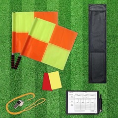 Soccer Referee Kit Flags, Cards, Whistles, Notebook & Storage Bag
