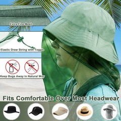 Mosquito Head Net Mesh Face and Neck Protection for Camping Hiking 2 Pack
