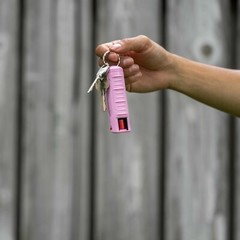 Police Magnum .50oz pepper spray 2 pink molded keychain 2 QR defense protection