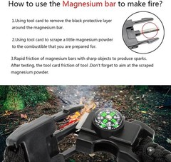 20 in 1 Survival Paracord Bracelet with LED Light Fire Starter Compass Whistle