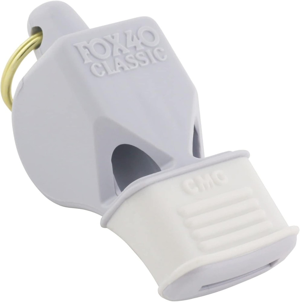 Fox 40 Classic Safety W/ CMG 3-Chamber Pealess Whistle 115 dB – White