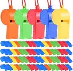 72Pcs Plastic Whistles, Bulk Whistles, Training Sports Whistles with Lanyard, Lo
