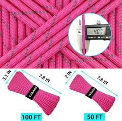 Reflective Paracord, 550 Parachute Cord, 4MM 7-Strand Nylon Rope