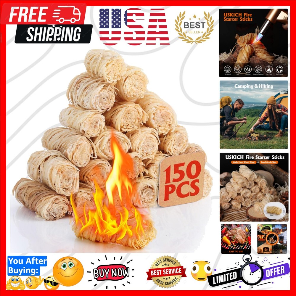 Weather-Resistant Fire Starters – 150 Pcs Odorless Charcoal Starters for Grills