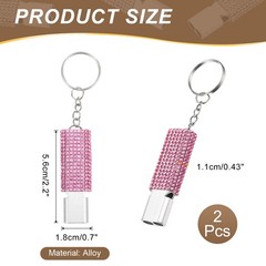 Emergency Whistle with Keychain, 2Pcs Bling Safety Whistles, Pink