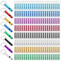 200Pcs Emergency Whistles with Keychains, Aluminum Extra Loud Survival 200pcs
