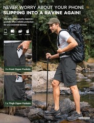 Moosehill Hiking Shorts Men 8-Pocket: Cargo Lightweight 34 Regular, Dark Grey