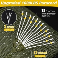 Paracord Reflective 1000lb, 50/100/200/500/1000ft 4mm, 13 Strand Paracord Rope,