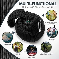 Paracord Grenade Survival Kit 48 Tools Emergency Camping Hiking Climbing Supply