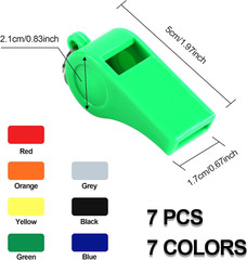 7 Pack Coaches Whistles with Lanyard – Loud Sound for Sports and Emergencies