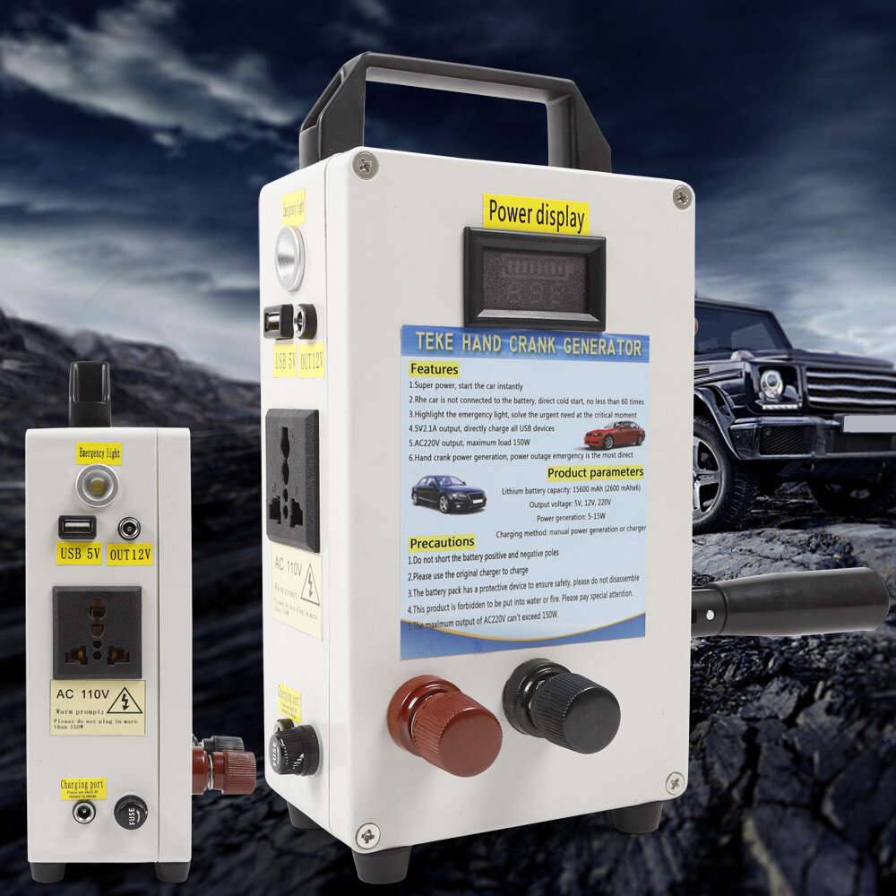 Portable Outdoor Hand Crank Generator Emergency Power Supply Charger Usb 150w