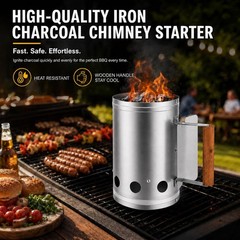 Charcoal Chimney Starter – BBQ Chimney Starter with wood heat insulation hand…