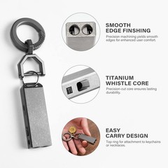 CH15 Titanium Whistle with Dual-Tone Design and Keychain Ring – Loud and Reli…