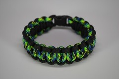 550 Paracord Survival Bracelet Cobra Black/Aquatica «Made in the USA»