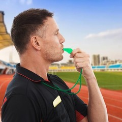 2Pcs Plastic Green Sports Whistles for Coaches with Lanyard Loud Crisp Sound