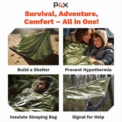 PREPARED4X Mylar Blankets 8 Pack – Waterproof Emergency 8 pack, Green (82×50)