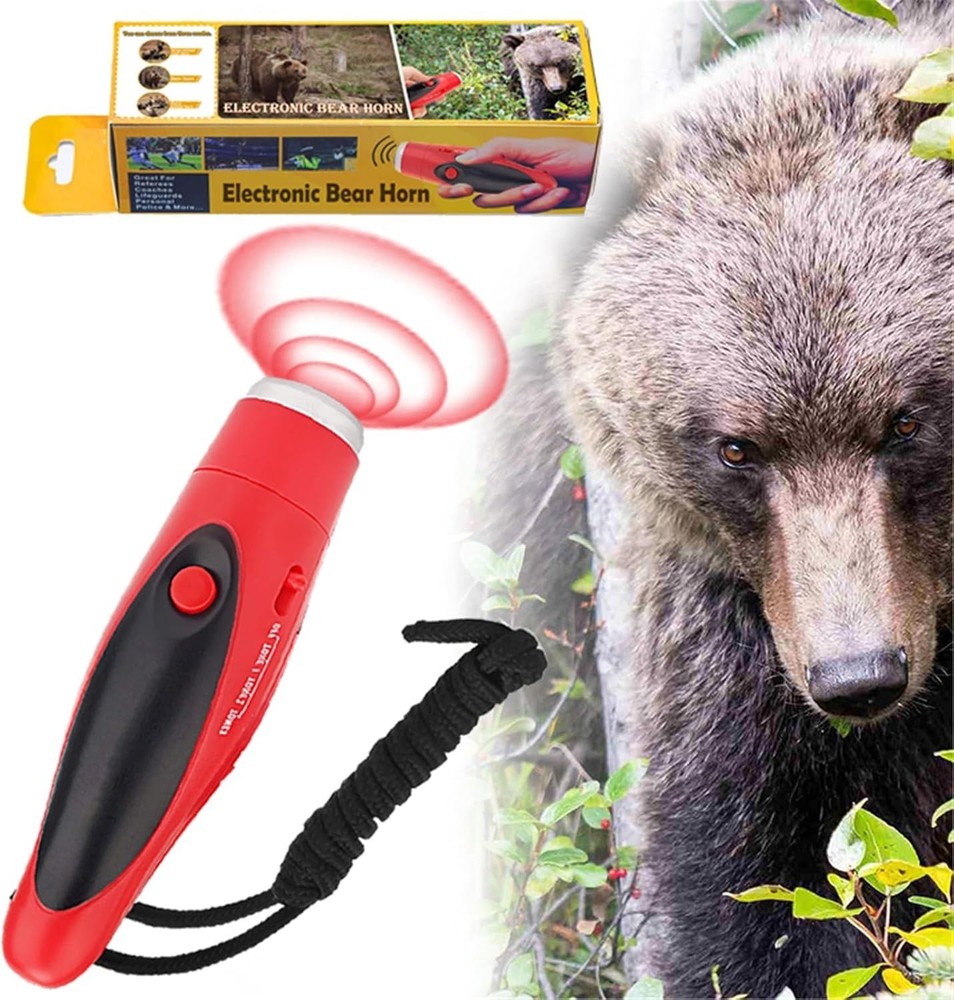 JIUSAIRUI 120dB Electronic Bear Horn to Scare Bears- Loud Air Horn for Safety…