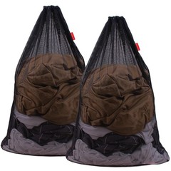 DuomiW 2 Pack Mesh Laundry Bags, 24 x 36 Inches Heavy 24 x 36 Inches, Black