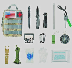 Dispatch Camo 34-Piece Survival Gear Set with First Aid & Fishing Kit