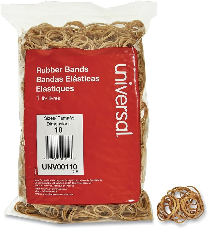 Universal 00110 Rubber Bands, Size 10, 1-1/4 x 1/16, 1lb Pack (Pack of Beige