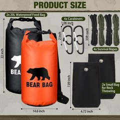 Foilswirl 2 Sets Bear Food Bag for Camping Food Hanging System Includes 2 Wat…