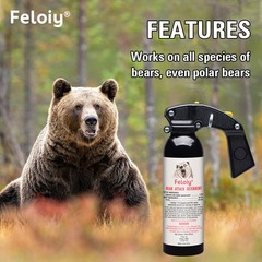 Feloiy 35Ft Bear Deterrent Repellent Spray 16oz W/ 1 Pack Free Peper Spray 1/2oz