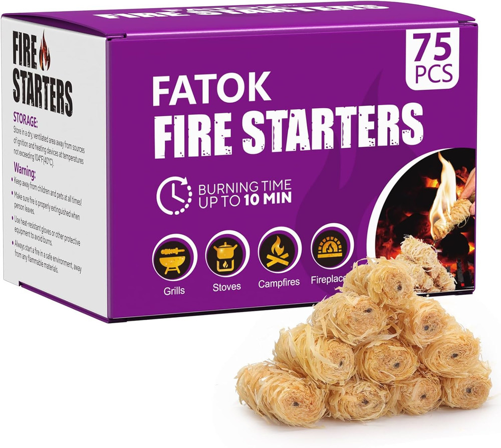 75Pcs Fire Starter, Natural Tumbleweed Fire Starters for Campfires, Fireplace, F
