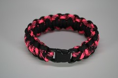 550 Paracord Survival Bracelet Cobra Black/Rosa Noche «Made in the USA»