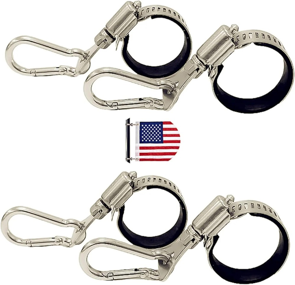 Flagpole Clip with Carabiner for Rope Loop Flagpole Bracket Stainless Steel Flag